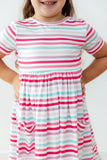 Pastel Stripes S/S Pocket Twirl Dress