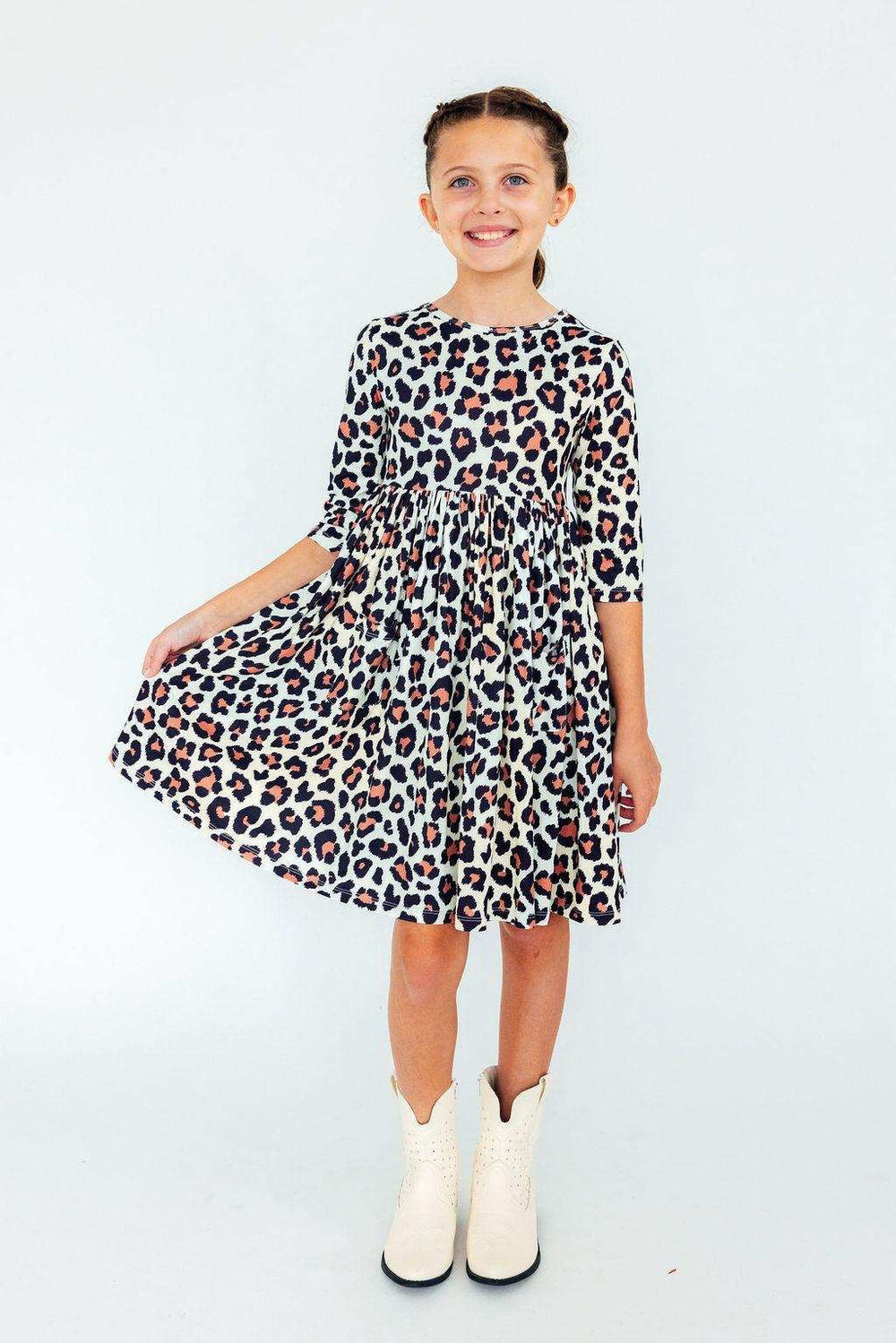 Wild One 3/4 Sleeve Pocket Twirl Dress - Mila & Rose ® - Flyclothing LLC