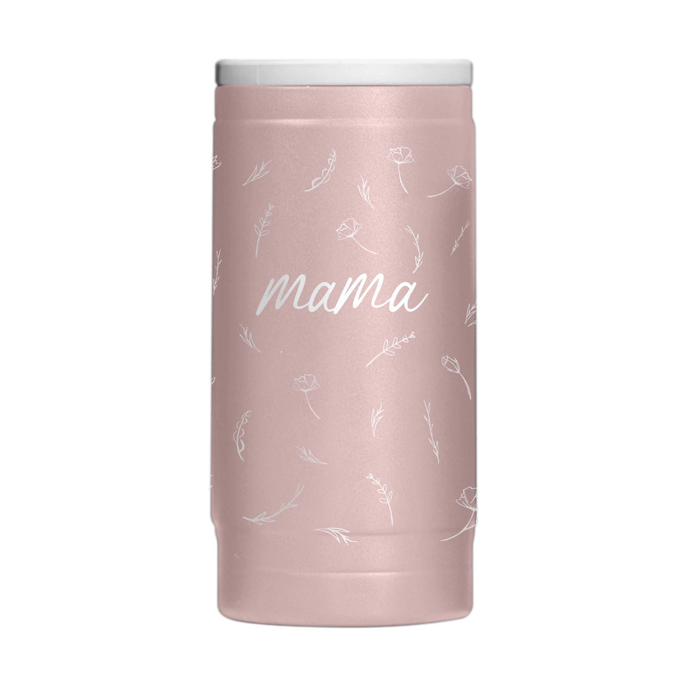 Mothers Day 12oz Mama with Repeating Flowers Dusk Powdercoat SlimCan Coolie - Logo Brands - Flyclothing LLC