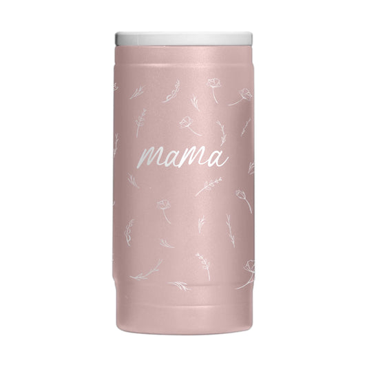 Mothers Day 12oz Mama with Repeating Flowers Dusk Powdercoat SlimCan Coolie - Logo Brands - Flyclothing LLC