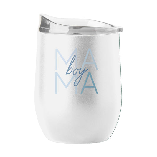 Mothers Day 16oz Boy Mama White Stainless Curved Beverage - Logo Brands - Flyclothing LLC