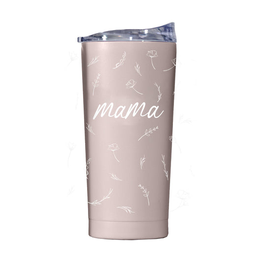 Mothers Day 20oz Mama with Repeating Flowers Dusk Powder Coat Tumbler - Logo Brands - Flyclothing LLC