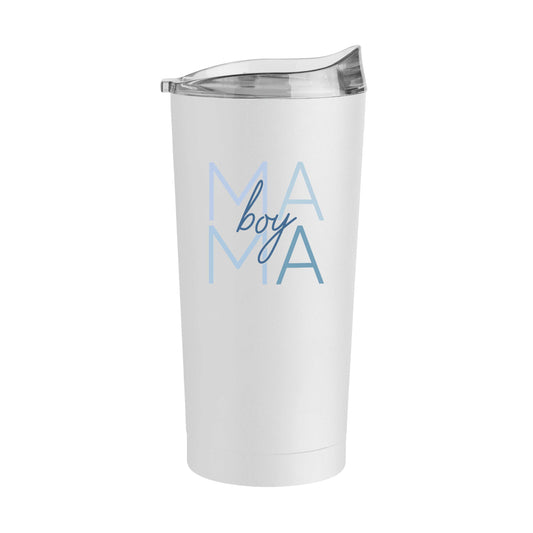 Mothers Day 20oz Boy Mama White Powder Coat Tumbler - Logo Brands - Flyclothing LLC
