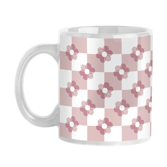 Spring 11oz Checkered Flower White Sublimated Mug - Logo Brands - Flyclothing LLC