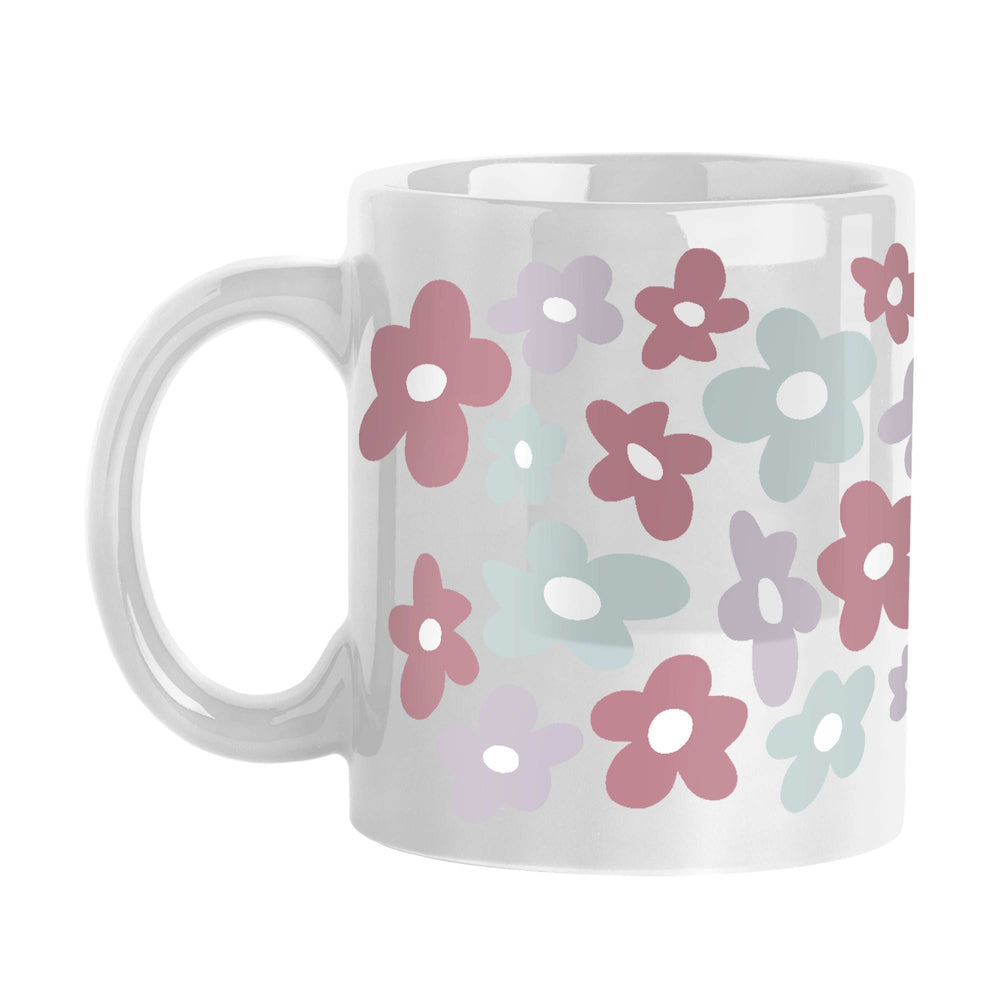 Spring 11oz Repeating Colorful Flowers White Sublimated Mug - Logo Brands - Flyclothing LLC