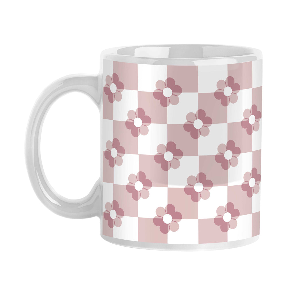 Spring 15oz Checkered Flower White Sublimated Mug - Logo Brands - Flyclothing LLC