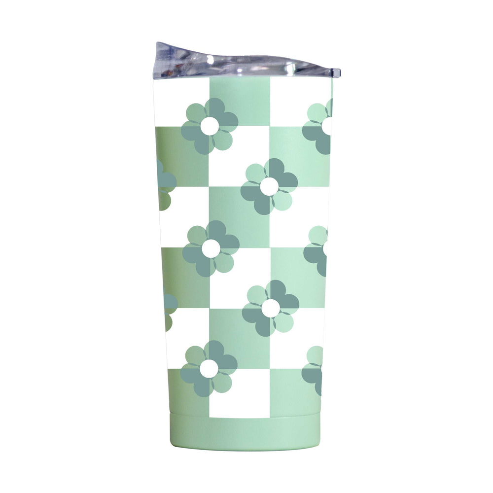 Spring 20oz Checkered Flower Cove Powder Coat Tumbler - Logo Brands - Flyclothing LLC