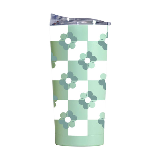 Spring 20oz Checkered Flower Cove Powder Coat Tumbler - Logo Brands - Flyclothing LLC