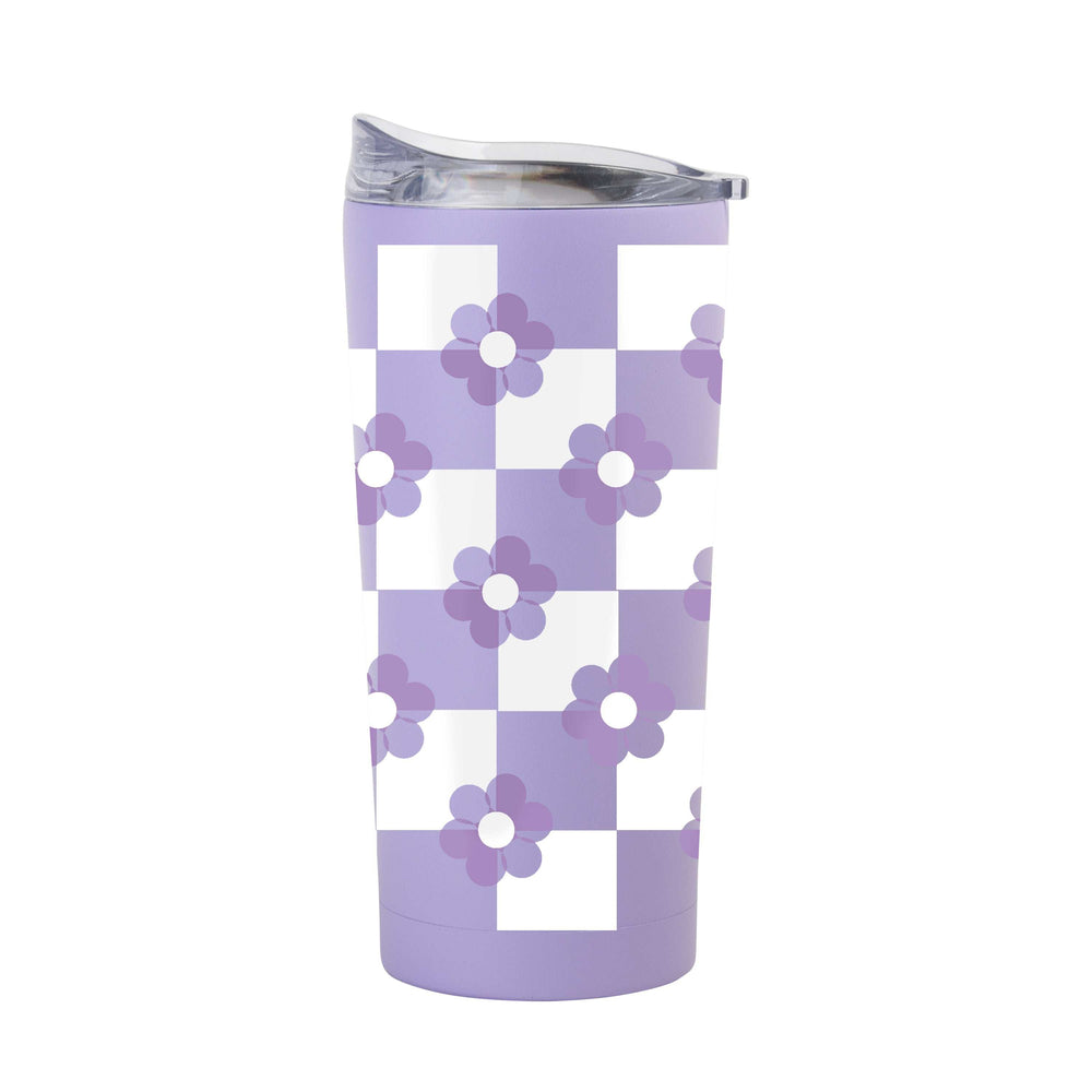Spring 20oz Checkered Flower Lavender Powder Coat Tumbler - Logo Brands - Flyclothing LLC