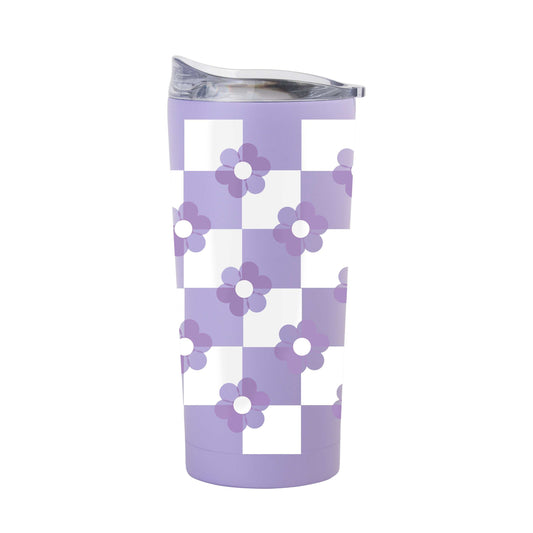 Spring 20oz Checkered Flower Lavender Powder Coat Tumbler - Logo Brands - Flyclothing LLC