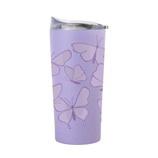 Spring 20oz Tonal Repeating Butterfly Lavender Powder Coat Tumbler - Logo Brands - Flyclothing LLC