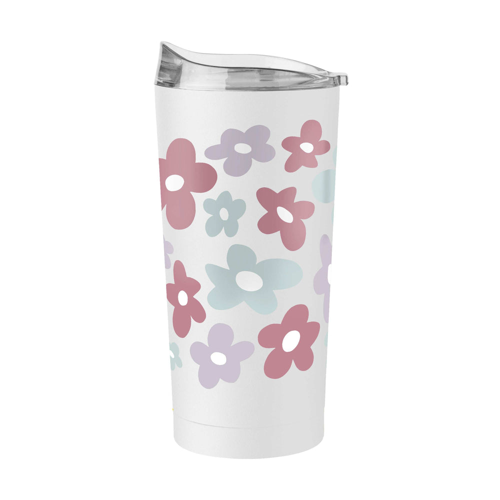 Spring 20oz Repeating Colorful Flowers White Powder Coat Tumbler - Logo Brands - Flyclothing LLC