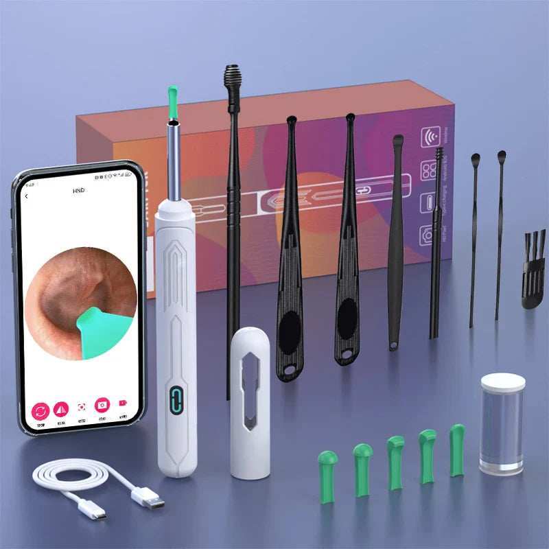 Ear Cleaner with Camera Set HD Ear Sticks Otoscope USB C Charging Endoscope Wax Removal Tool Earpick Ear Cleaning Set NK3 Pro - ZeeBelle.com - Flyclothing LLC