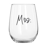 Wedding Collection Script Mrs. 16oz Glass Curved Beverage - Logo Brands - Flyclothing LLC