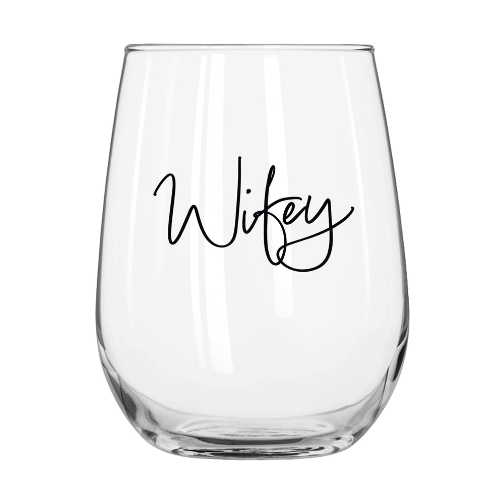 Wedding Collection Wifey 16oz Glass Curved Beverage - Logo Brands - Flyclothing LLC