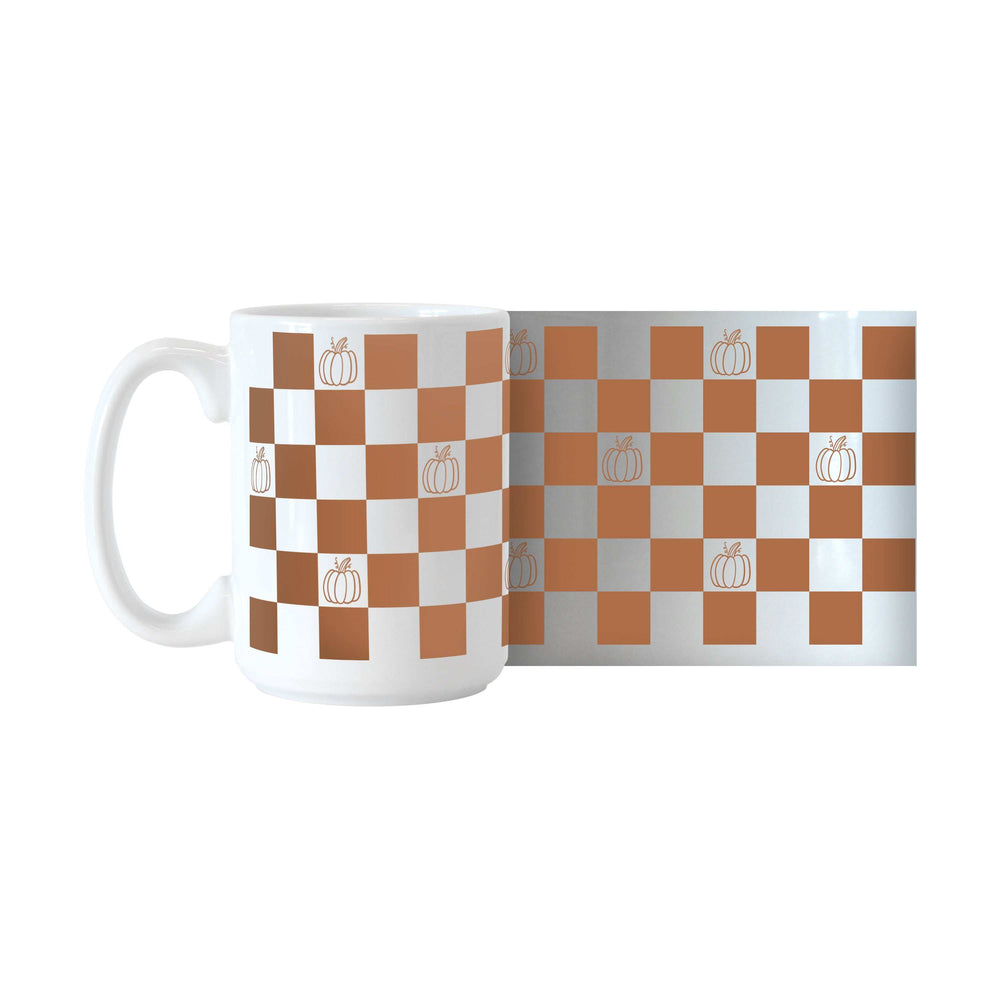 Fall Checkered Pumpkin 15oz Sublimated Mug - Logo Brands - Flyclothing LLC
