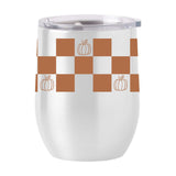 Fall Checkered Pumpkin 16oz Stainless Curved Beverage - Logo Brands - Flyclothing LLC