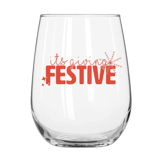 Christmas Festive 16oz Glass Curved Beverage - Logo Brands - Flyclothing LLC