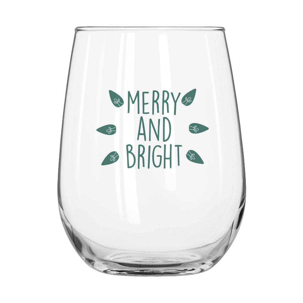 Christmas Merry and Bright 16oz Glass Curved Beverage - Logo Brands - Flyclothing LLC