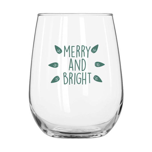 Christmas Merry and Bright 16oz Glass Curved Beverage - Logo Brands - Flyclothing LLC