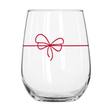 Christmas Ribbon 16oz Glass Curved Beverage - Logo Brands - Flyclothing LLC