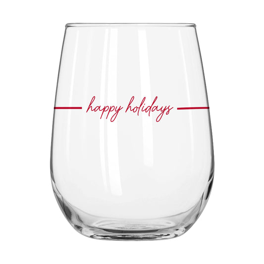 Christmas Ribbon 16oz Glass Curved Beverage - Logo Brands - Flyclothing LLC