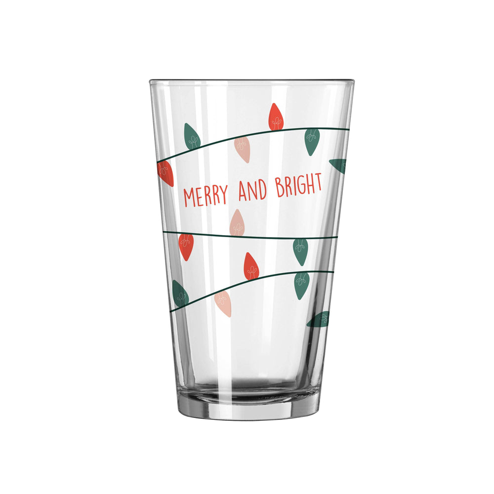 Christmas Merry and Bright 16oz Pint Glass - Logo Brands - Flyclothing LLC