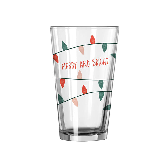 Christmas Merry and Bright 16oz Pint Glass - Logo Brands - Flyclothing LLC