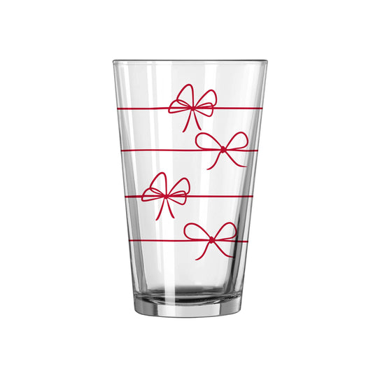Christmas Ribbon 16oz Pint Glass - Logo Brands - Flyclothing LLC