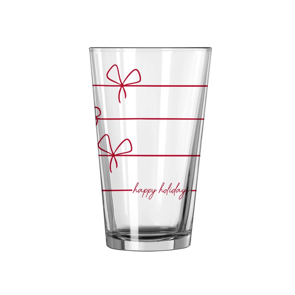 Christmas Ribbon 16oz Pint Glass - Logo Brands - Flyclothing LLC
