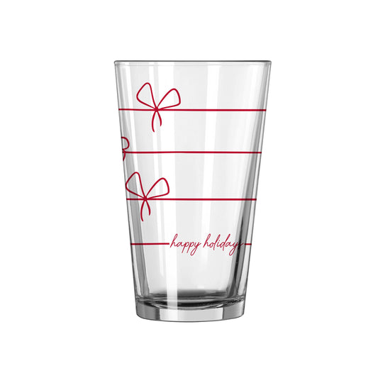 Christmas Ribbon 16oz Pint Glass - Logo Brands - Flyclothing LLC