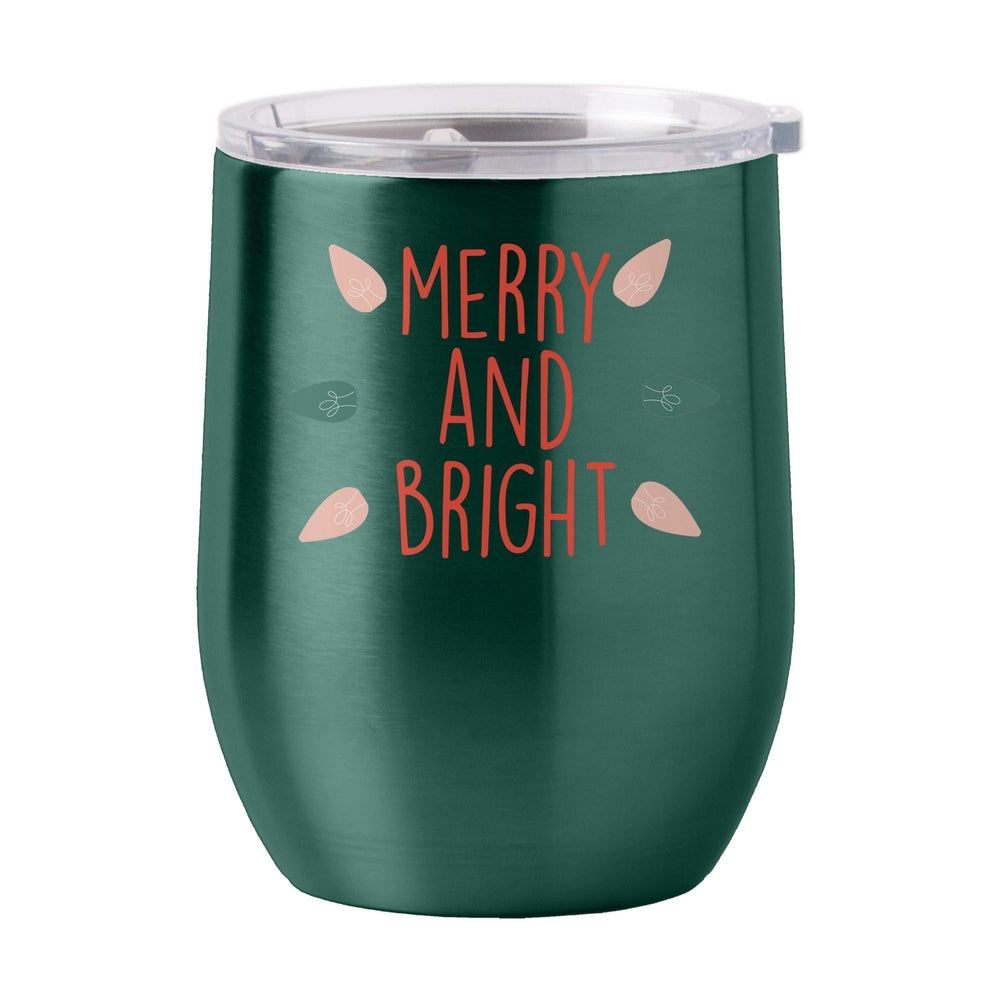 Christmas Merry and Bright 16oz Stainless Curved Beverage - Logo Brands - Flyclothing LLC