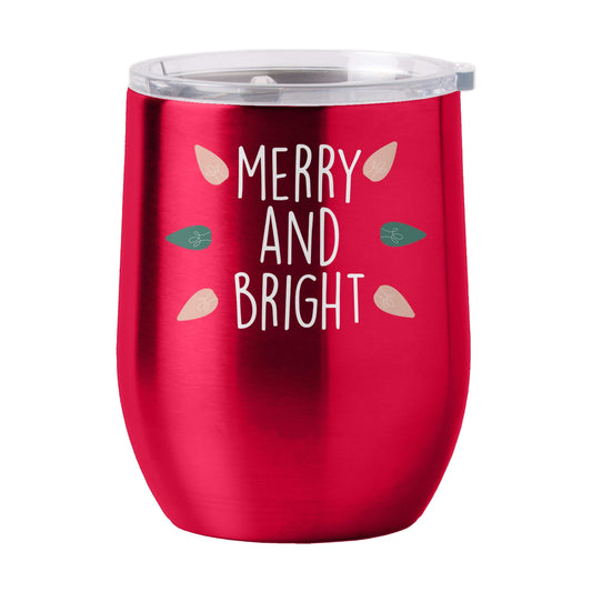 Christmas Merry and Bright 16oz Stainless Curved Beverage - Logo Brands - Flyclothing LLC