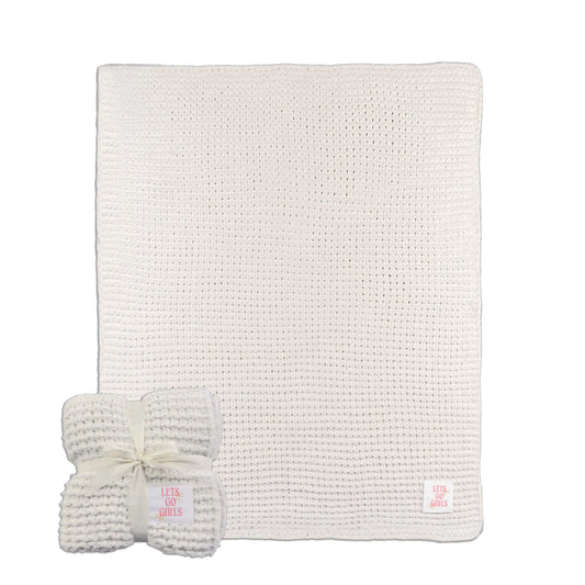 Just A Girl Lets Go Girls Cable Knit Throw 50x60 - Logo Brands - Flyclothing LLC