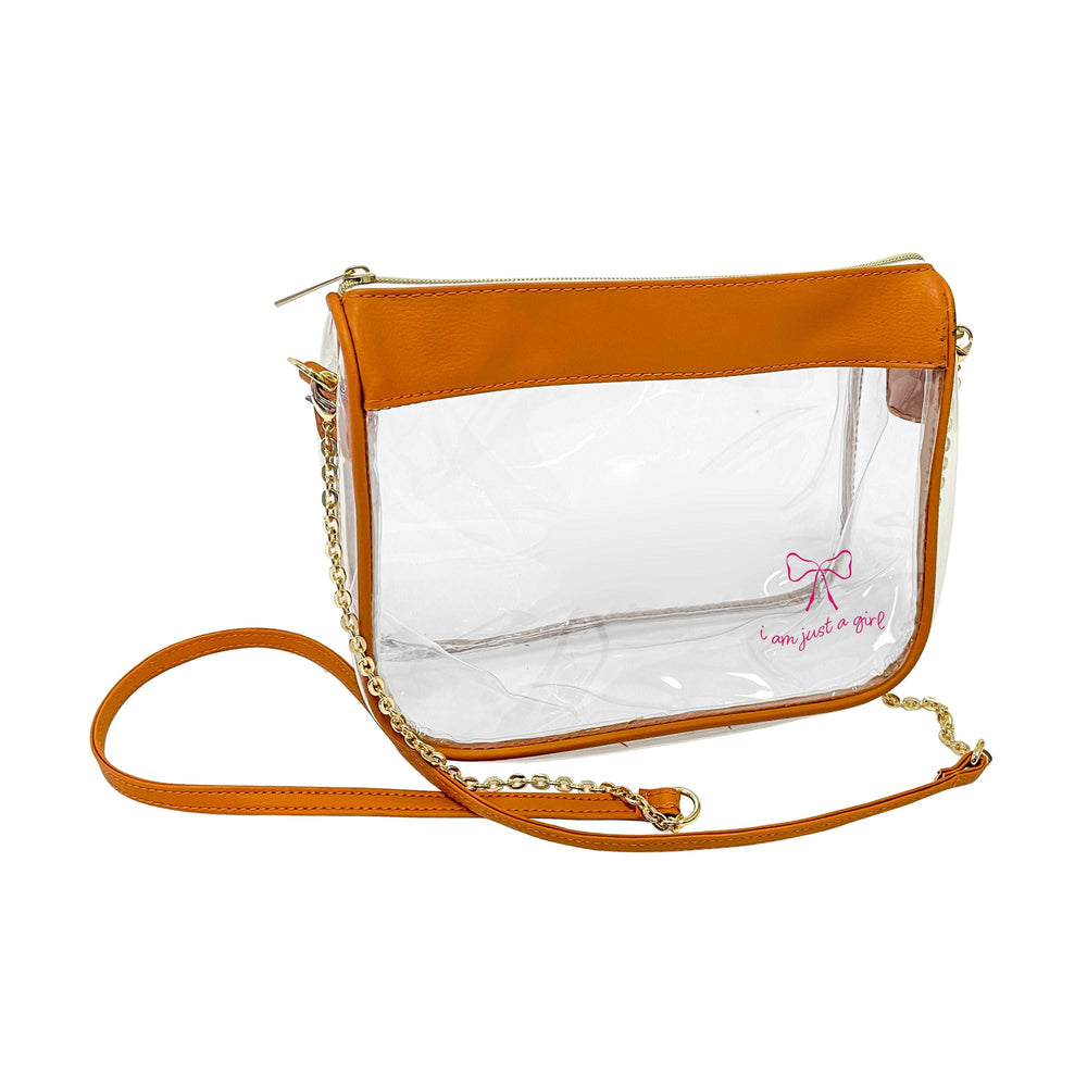 Just A Girl Hype Pink Bow Clear Bag - Logo Brands - Flyclothing LLC