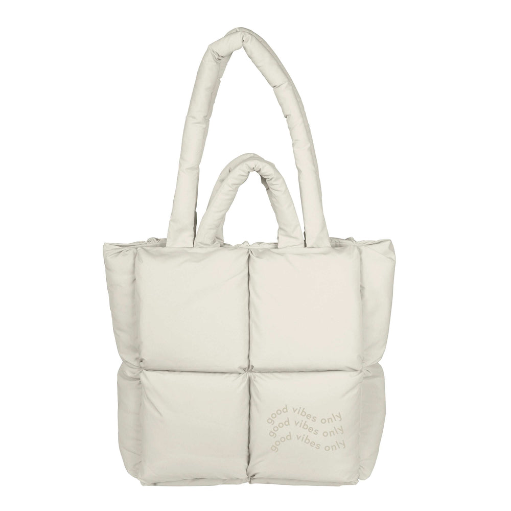 Just a Girl Good Vibes Only Puff Tote - Logo Brands - Flyclothing LLC