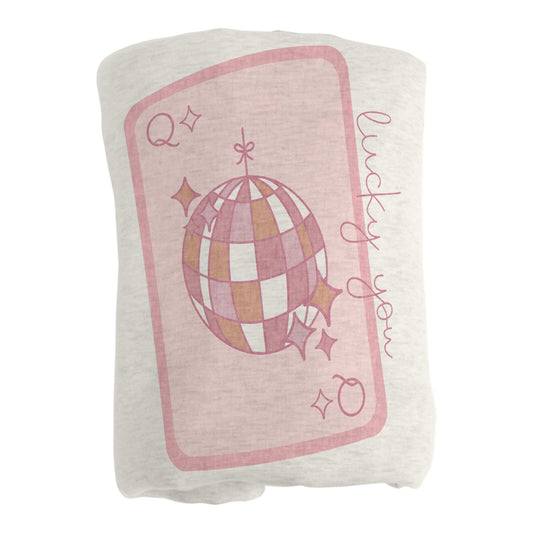 Just A Girl Sublimated Lucky You Card Sweatshirt Blanket - Logo Brands - Flyclothing LLC
