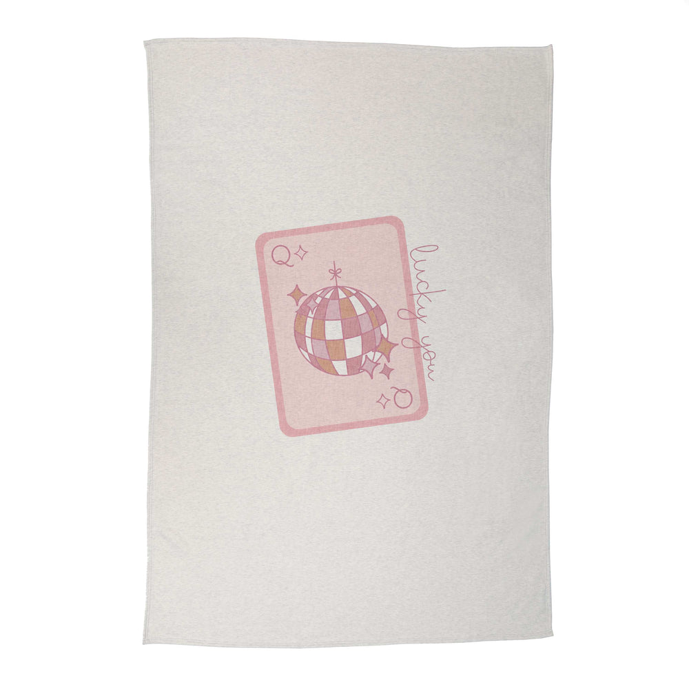 Just A Girl Sublimated Lucky You Card Sweatshirt Blanket - Logo Brands - Flyclothing LLC