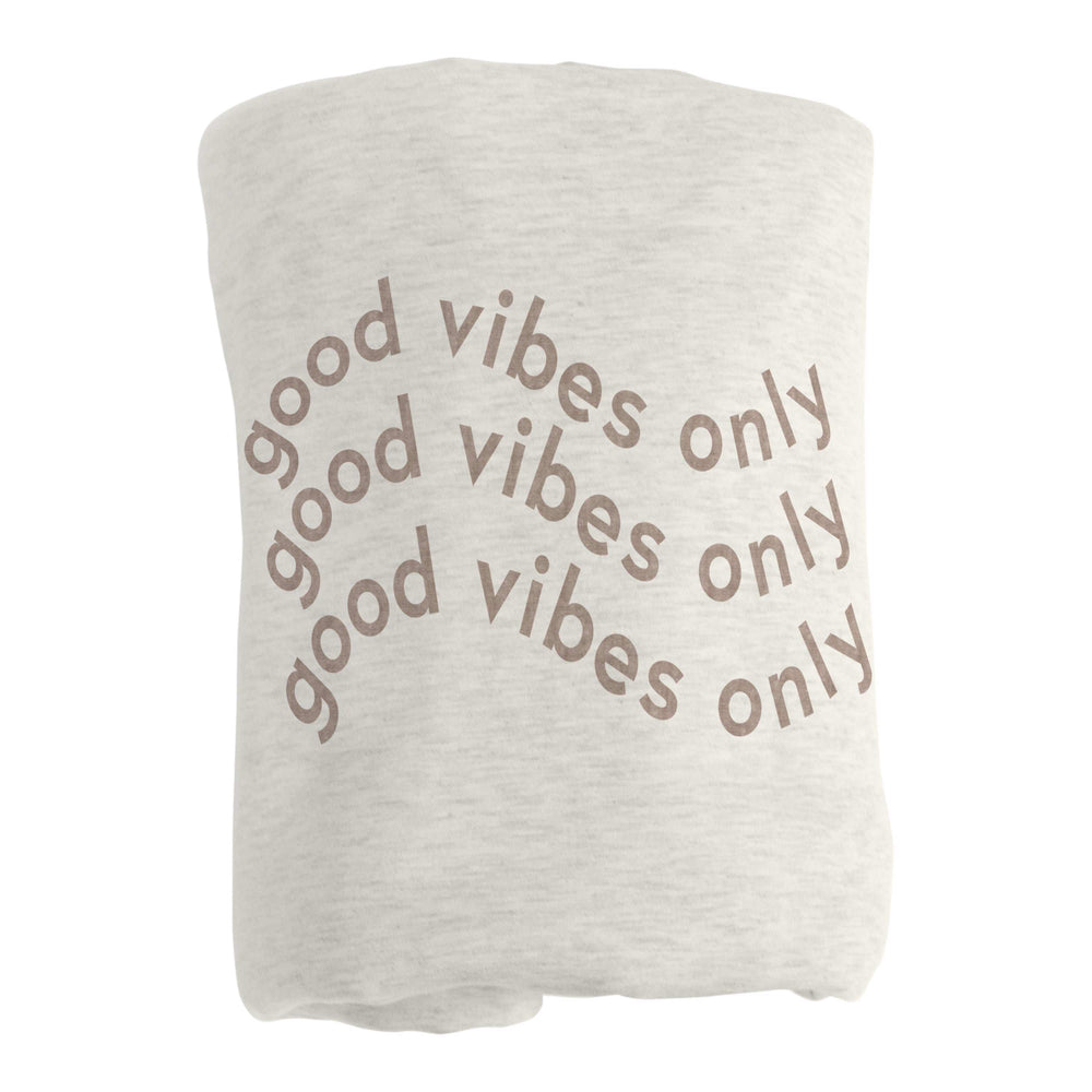 Just a Girl Good Vibes Only Sublimated Sweatshirt Blanket - Logo Brands - Flyclothing LLC
