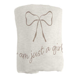 Just a Girl Neutral Bow Sublimated Sweatshirt Blanket - Logo Brands - Flyclothing LLC