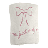 Just A Girl Sublimated Pink Bow Sweatshirt Blanket - Logo Brands - Flyclothing LLC