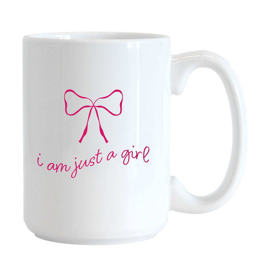 Just A Girl 15oz Pink Bow Sublimated Mug - Logo Brands - Flyclothing LLC