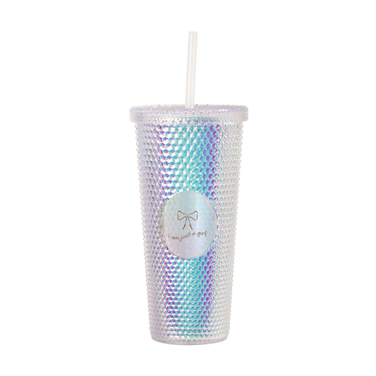 Just a Girl Neutral Bow 24oz Studded Tumbler - Logo Brands - Flyclothing LLC