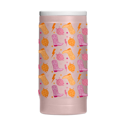 Just A Girl 12oz Disco Cowgirl Pattern Powdercoat SlimCan Coolie - Logo Brands - Flyclothing LLC
