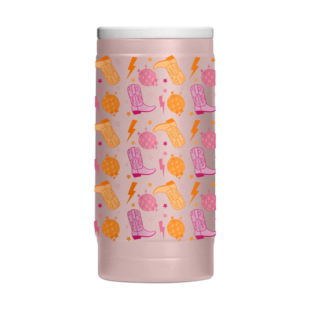 Just A Girl 12oz Disco Cowgirl Pattern Powdercoat SlimCan Coolie - Logo Brands - Flyclothing LLC