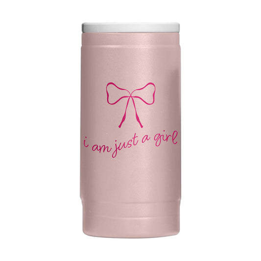 Just A Girl 12oz Pink Bow Powdercoat SlimCan Coolie - Logo Brands - Flyclothing LLC