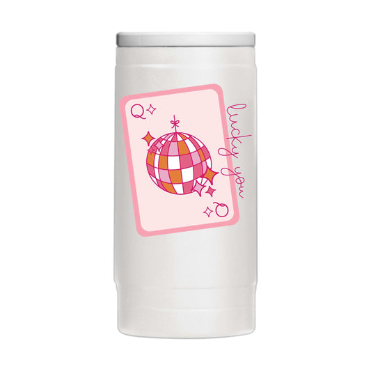 Just A Girl 12oz Lucky You Card Powdercoat SlimCan Coolie - Logo Brands - Flyclothing LLC