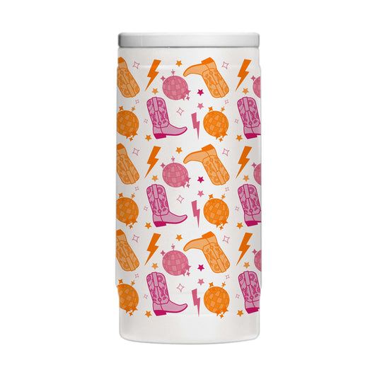 Just A Girl 12oz Disco Cowgirl Pattern Powdercoat SlimCan Coolie - Logo Brands - Flyclothing LLC