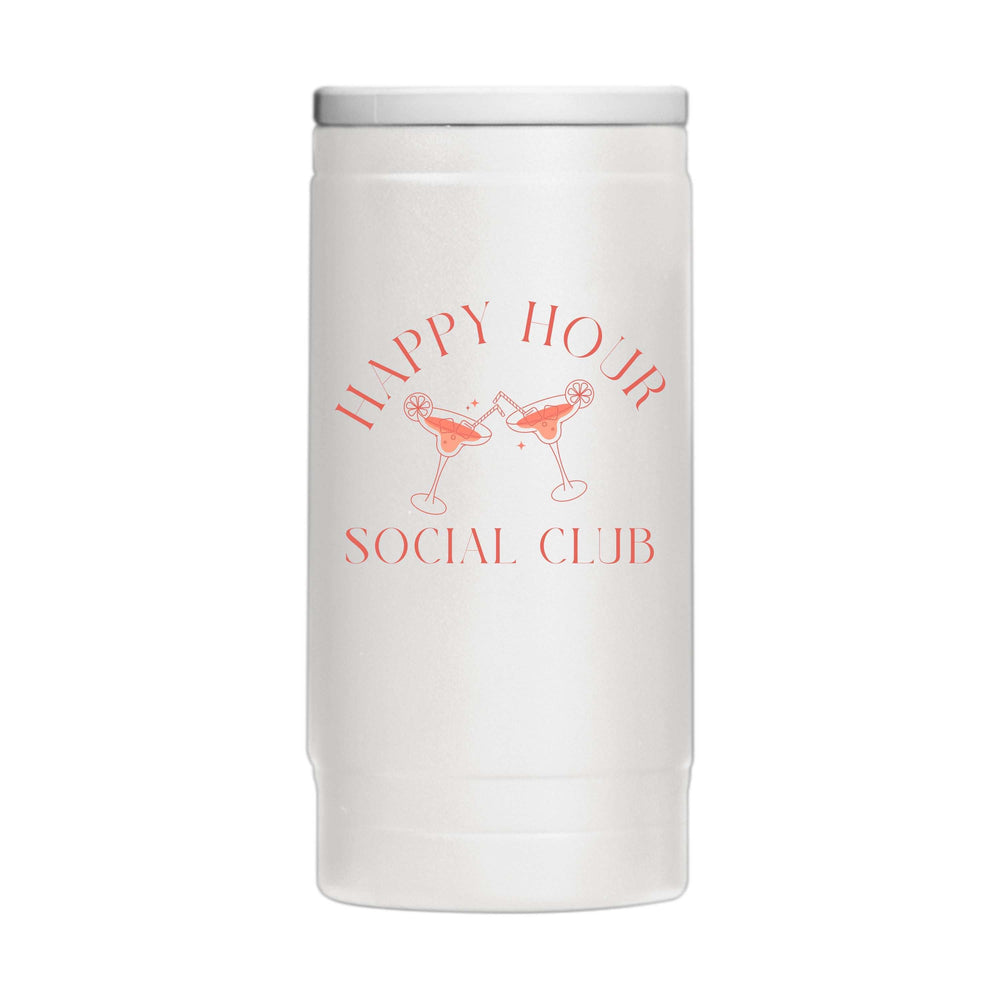 Just A Girl Happy Hour 12oz Powdercoat SlimCan Coolie - Logo Brands - Flyclothing LLC