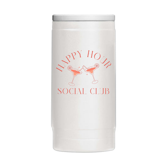 Just A Girl Happy Hour 12oz Powdercoat SlimCan Coolie - Logo Brands - Flyclothing LLC